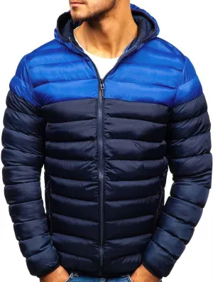 Men's Down Jacket Hooded Packable Down Puffer Jacket Lightweight Water-Resistant Insulated Color Block Down Jackets