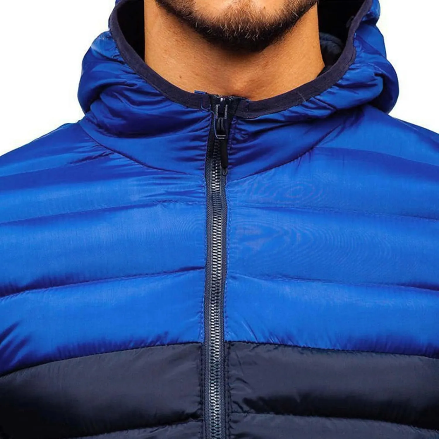 Men's Down Jacket Hooded Packable Down Puffer Jacket Lightweight Water-Resistant Insulated Color Block Down Jackets