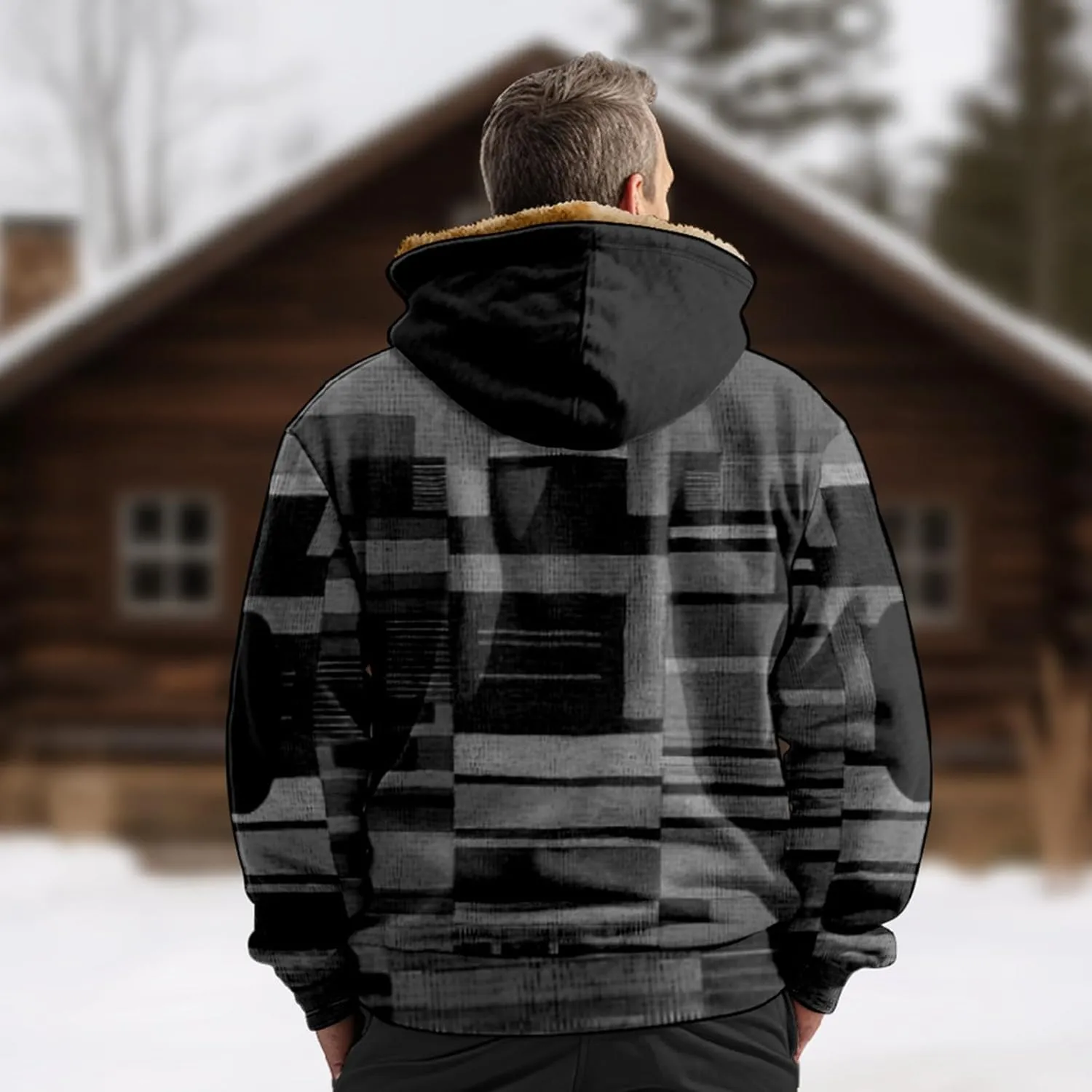Men's Fashion Outdoor Jacket Long Sleeve Zipper Hooded Simple Elegant Coat Hiking Travel for Men