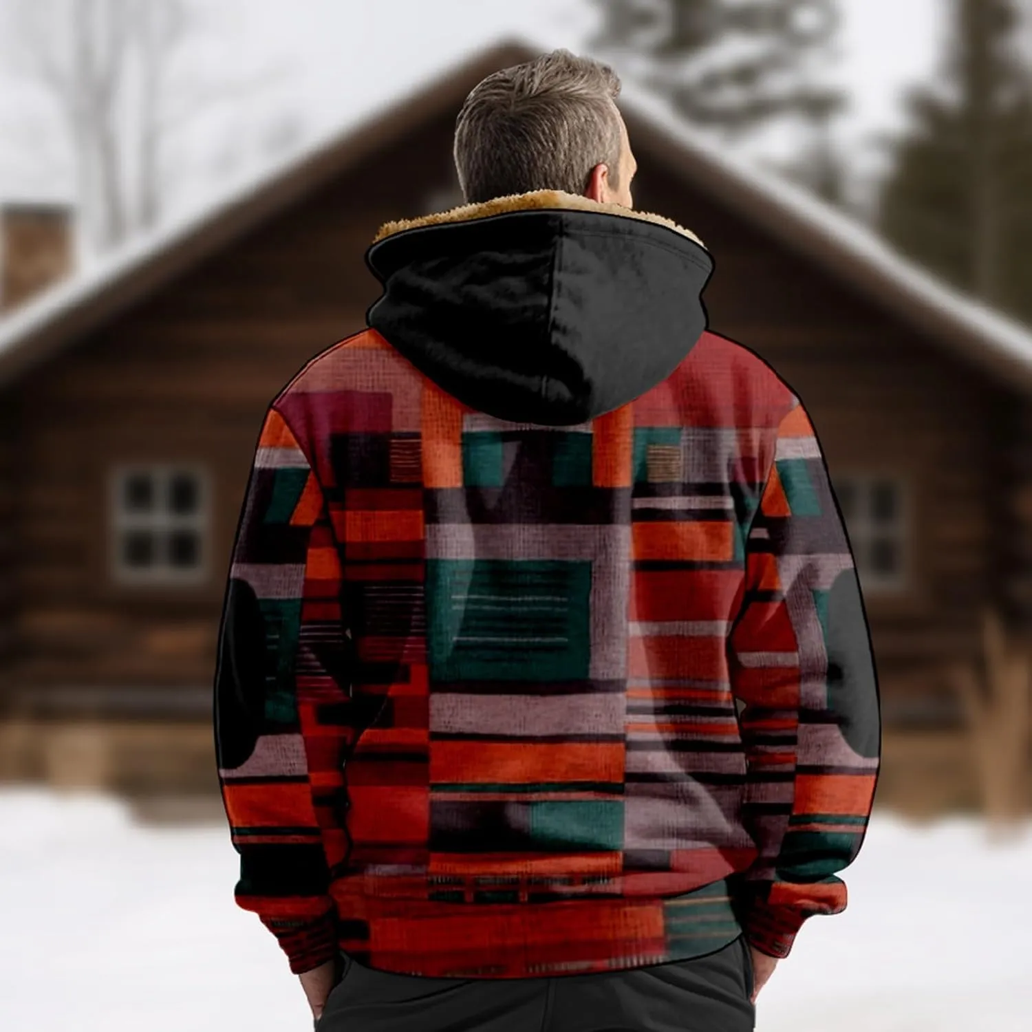 Men's Fashion Outdoor Jacket Long Sleeve Zipper Hooded Simple Elegant Coat Hiking Travel for Men