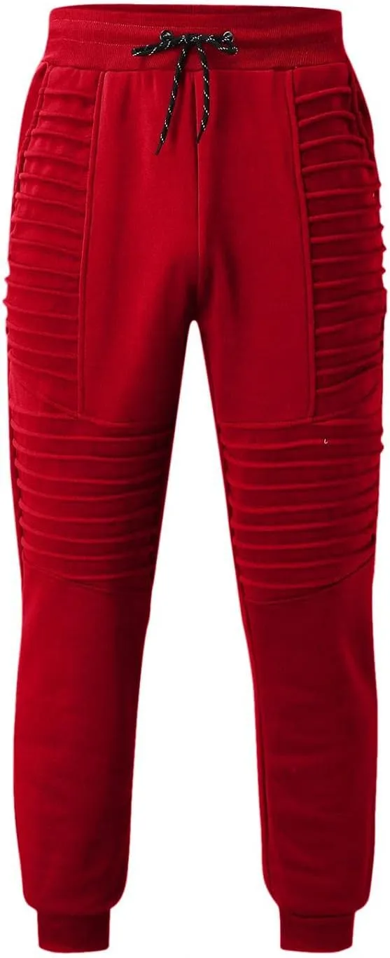 Mens Fashion Stretch Pleated Twill Jogger Sweatpants Big and Tall Lightweight Athletic Tapered Jogger Running Pants