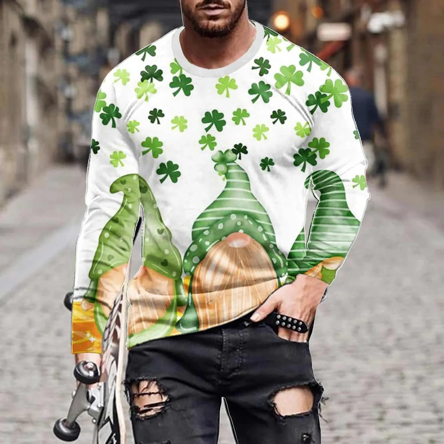 Men's Fleece Sweatshirt Cotton-blend Sweater Men Athletic Tops Halloween Mens Clothes Heavyweight Hoodie Comfort