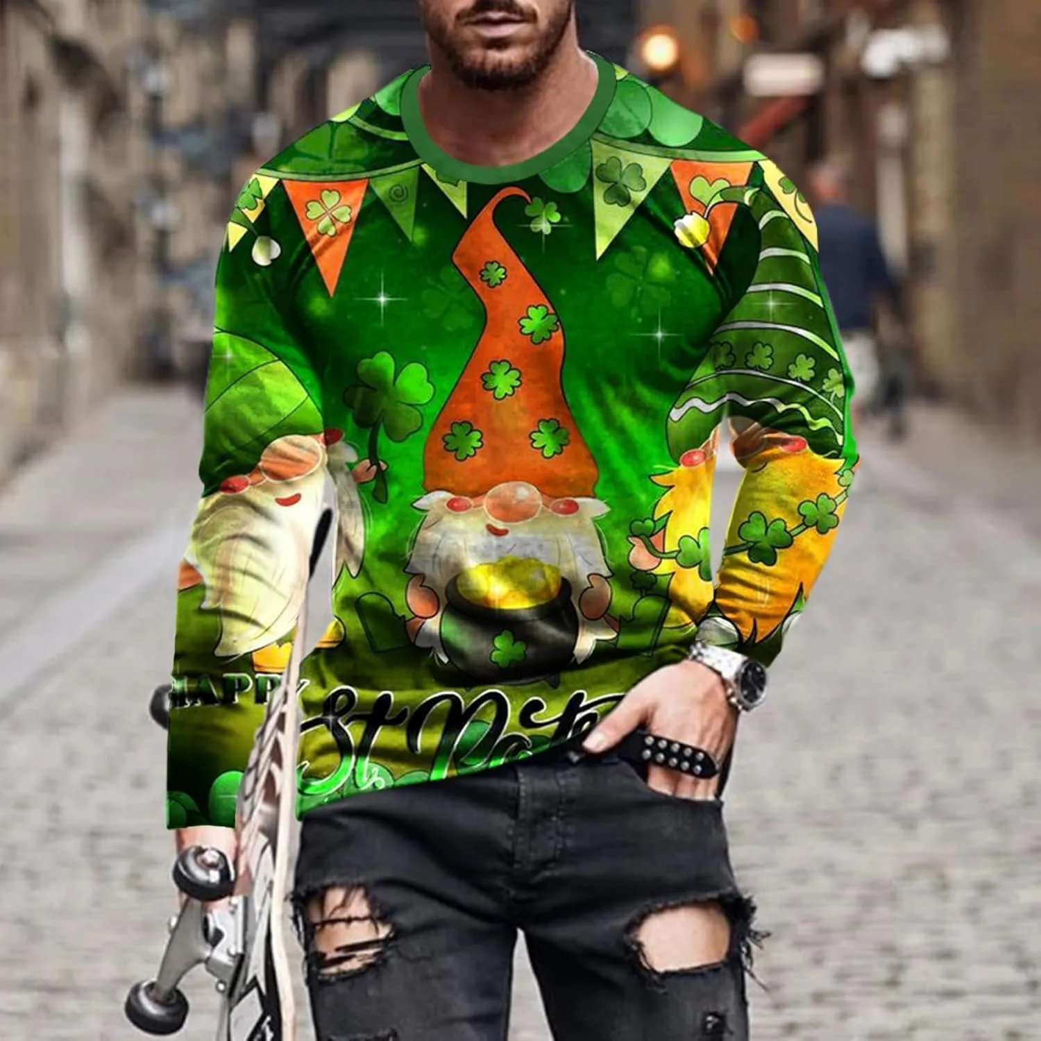 Men's Fleece Sweatshirt Cotton-blend Sweater Men Athletic Tops Halloween Mens Clothes Heavyweight Hoodie Comfort