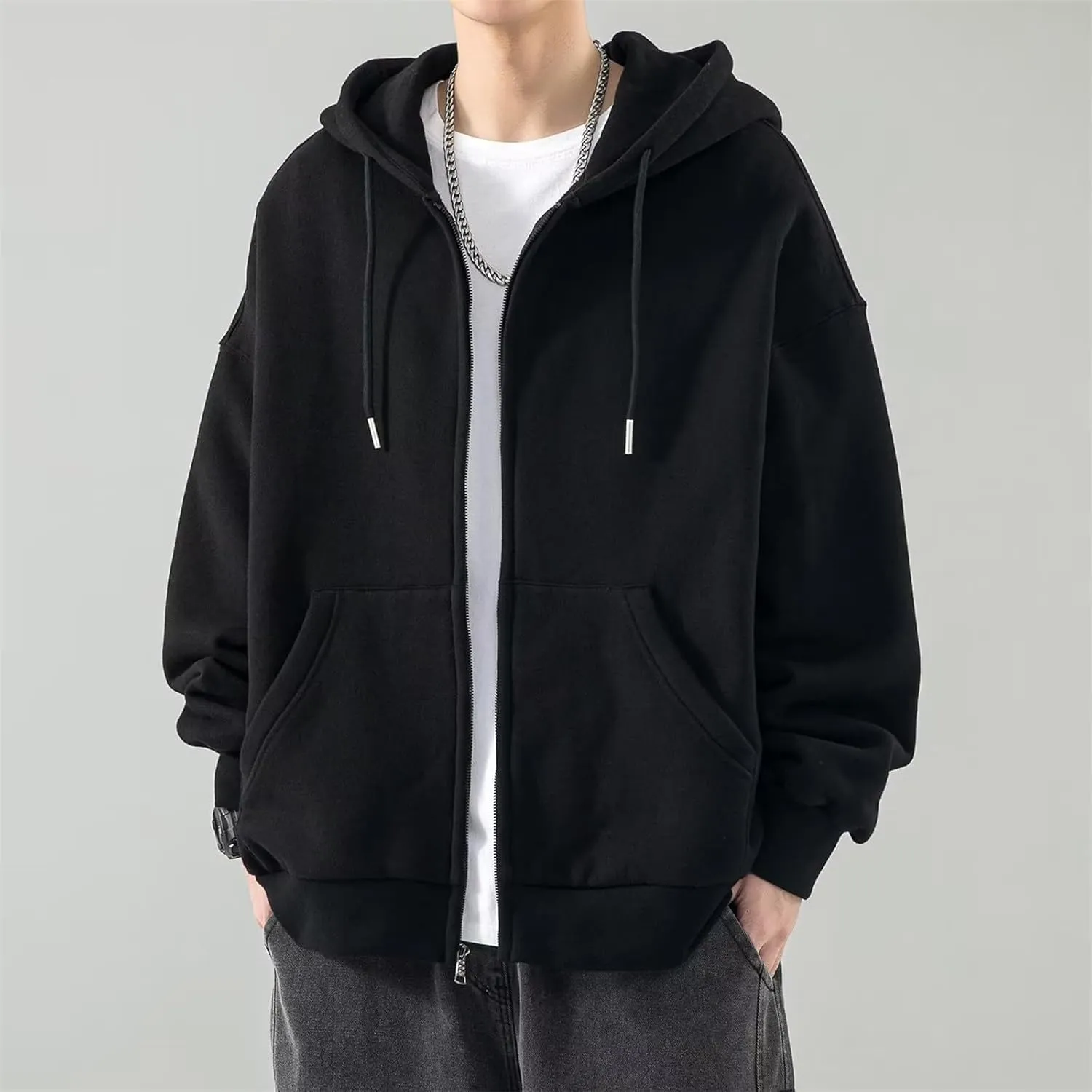 Mens Graphic Hoodies Grey Large Size Sweater Jacket Chaquetas Para Mens Jacket Thick Cotton Hoodies For Men