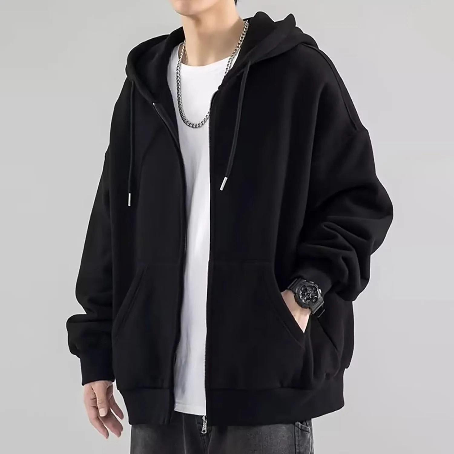 Mens Graphic Hoodies Grey Large Size Sweater Jacket Chaquetas Para Mens Jacket Thick Cotton Hoodies For Men