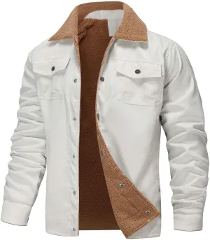 Mens Heavy Winter Outdoor Work Jacket Mens Winter Warm Jacket Mens Casual Vintage Street Fashion Jacket with Pockets