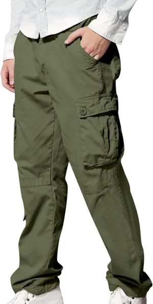 Men's Hiking Pants Casual Stretch Relaxed-Fit Cargo Pants with Multi-Pocket Outdoor Sports Workout Athletic Work Pants