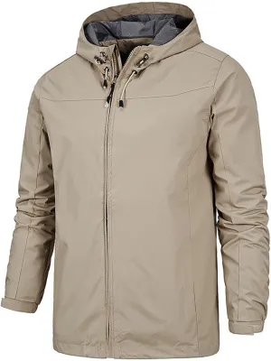 Men's Hooded Softshell Jacket Waterproof Lightweight Insulated Windbreaker Fleece Lined Rain Shell Jackets Coats