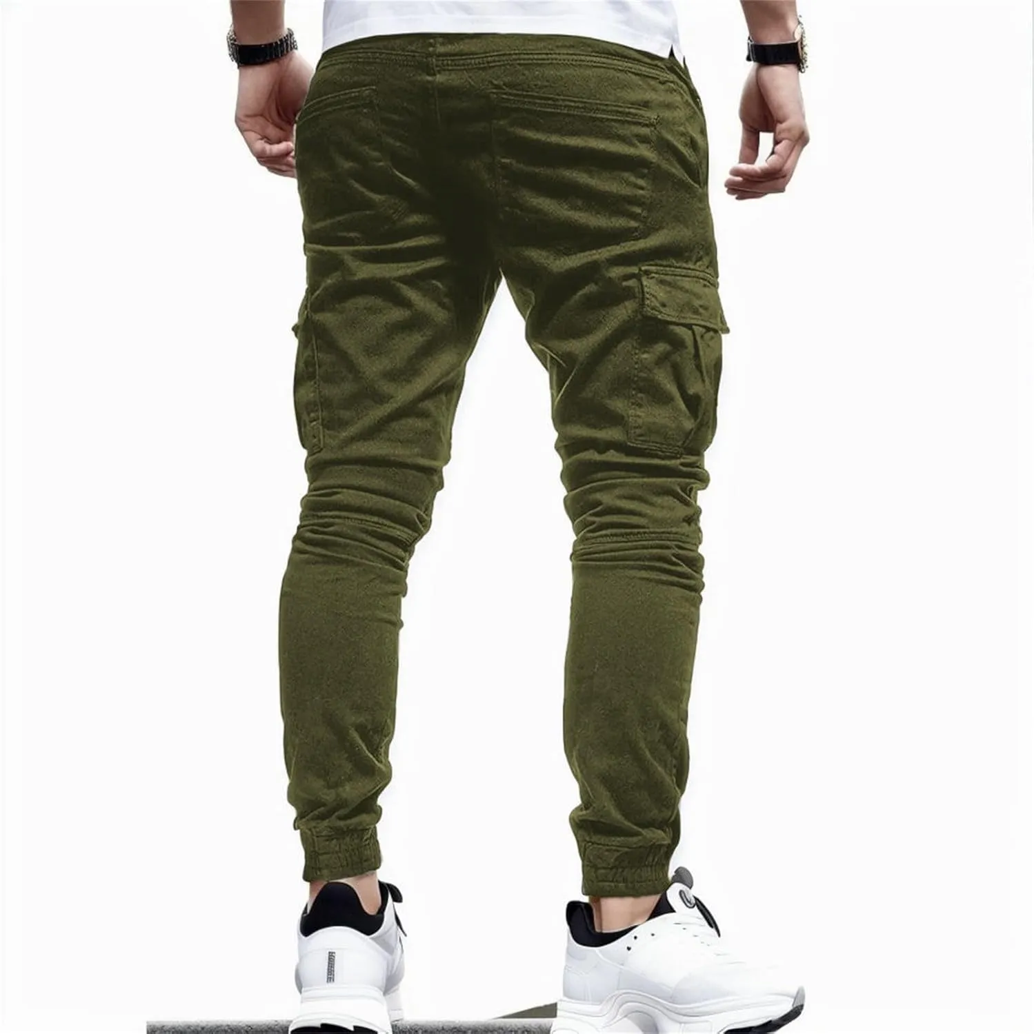 Mens Lightweight Joggers Pants Relaxed Fit Casual Cargo Pants Drawstring Elastic Waist Workout Trousers with Pockets