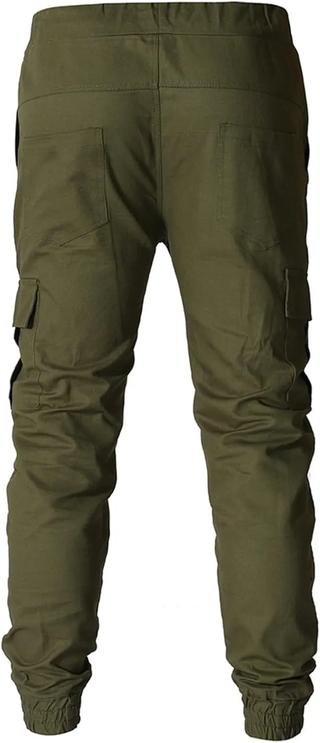 Mens Lightweight Joggers Pants Relaxed Fit Casual Cargo Pants Drawstring Elastic Waist Workout Trousers with Pockets