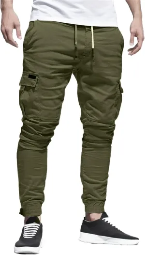 Mens Lightweight Joggers Pants Relaxed Fit Casual Cargo Pants Drawstring Elastic Waist Workout Trousers with Pockets
