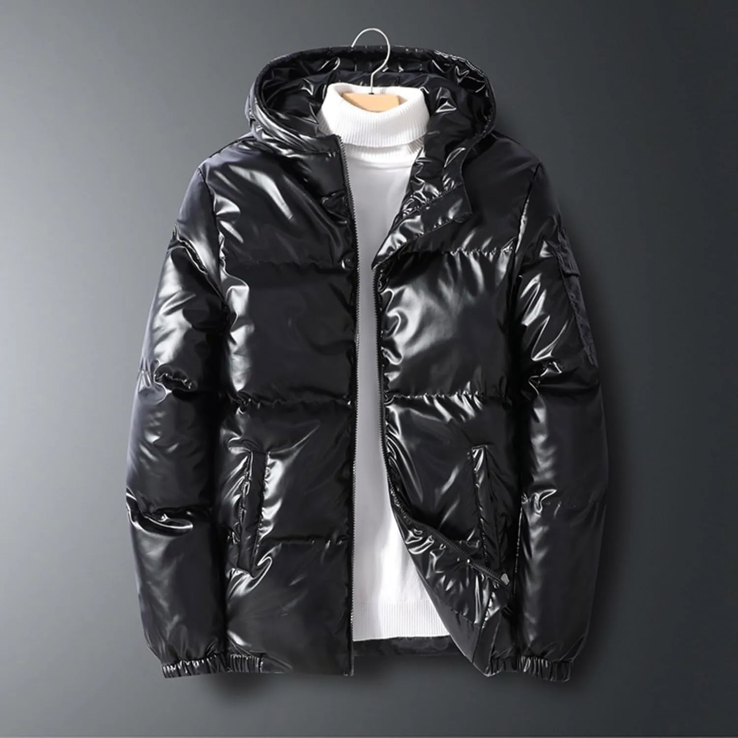 Men's Lightweight Packable Puffer Jacket, Water-Resistant Winter Jackets Insulated Warm Hooded Zipper Down Jackets