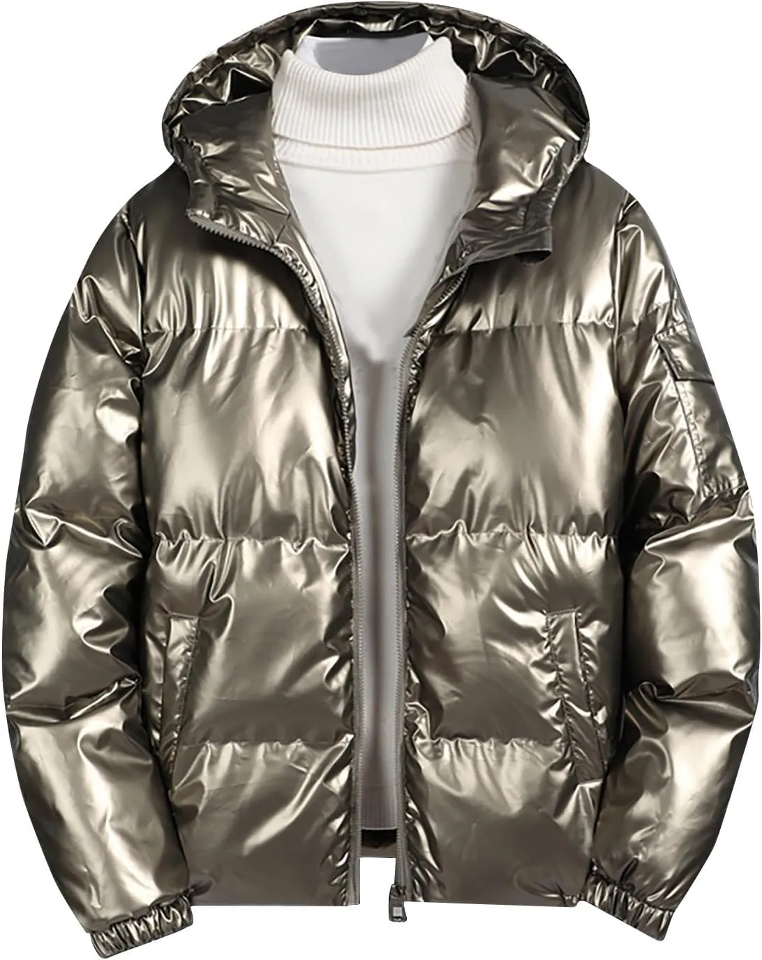 Men's Lightweight Packable Puffer Jacket, Water-Resistant Winter Jackets Insulated Warm Hooded Zipper Down Jackets
