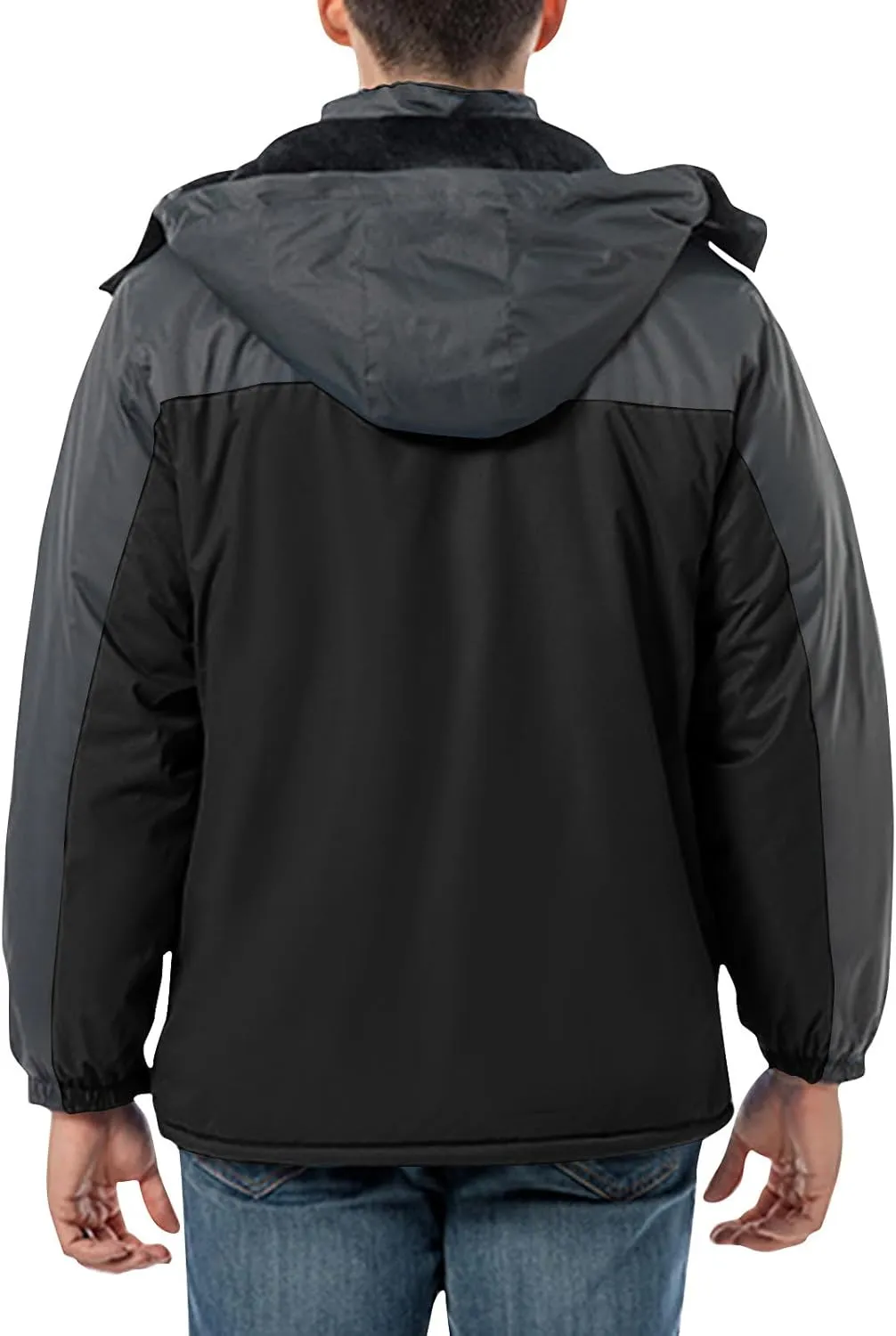Men's Lightweight Softshell Jacket Fleece Lined Hooded Water Resistant Winter Hiking Coats Patchwork Parka Jackets