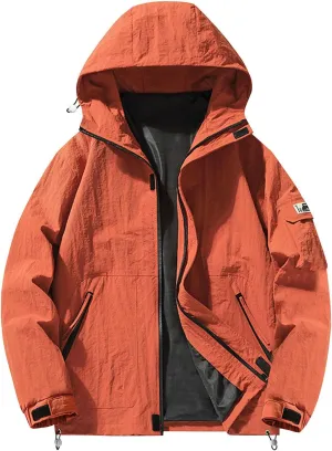 Men's Lightweight Softshell Jacket with Lined Full Zip Hooded Water Resistant Winter Hiking Windbreaker Jackets