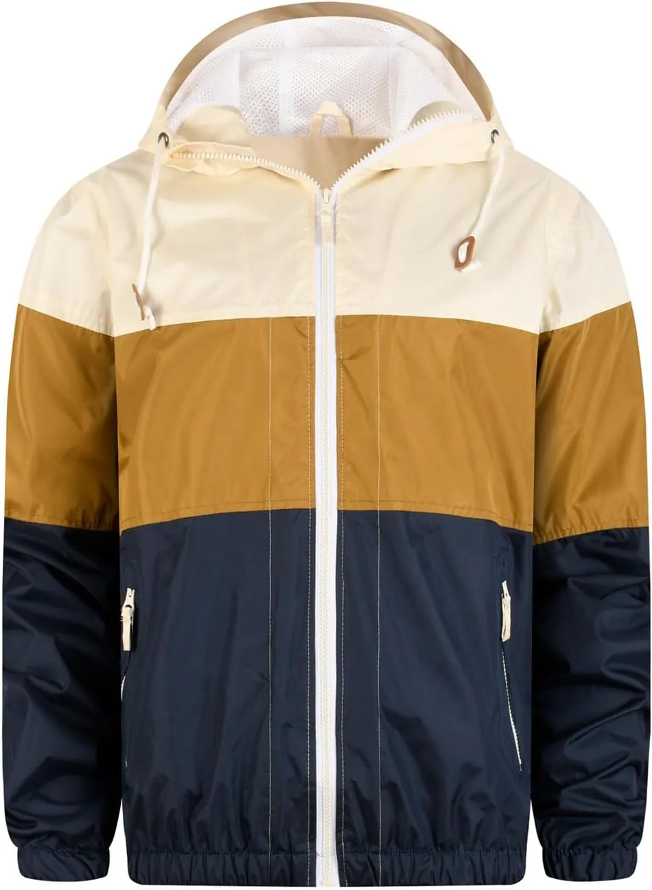Men's Lightweight Waterproof Rain Jacket Jackets Hooded Hiking Coat Casual Windbreaker Patchwork Color Block Jacket