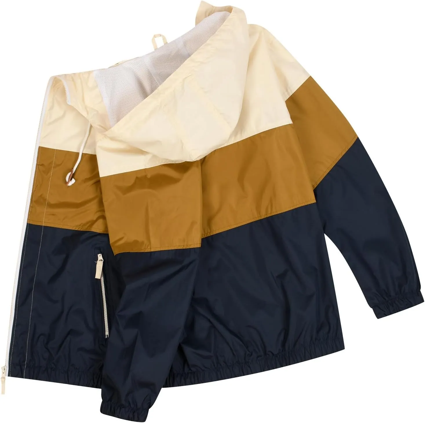 Men's Lightweight Waterproof Rain Jacket Jackets Hooded Hiking Coat Casual Windbreaker Patchwork Color Block Jacket
