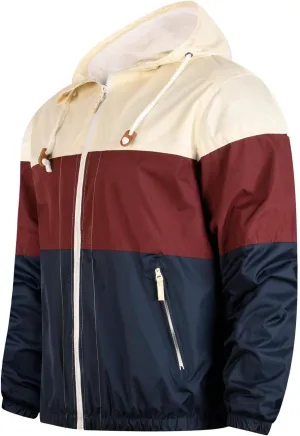 Men's Lightweight Waterproof Rain Jacket Jackets Hooded Hiking Coat Casual Windbreaker Patchwork Color Block Jacket