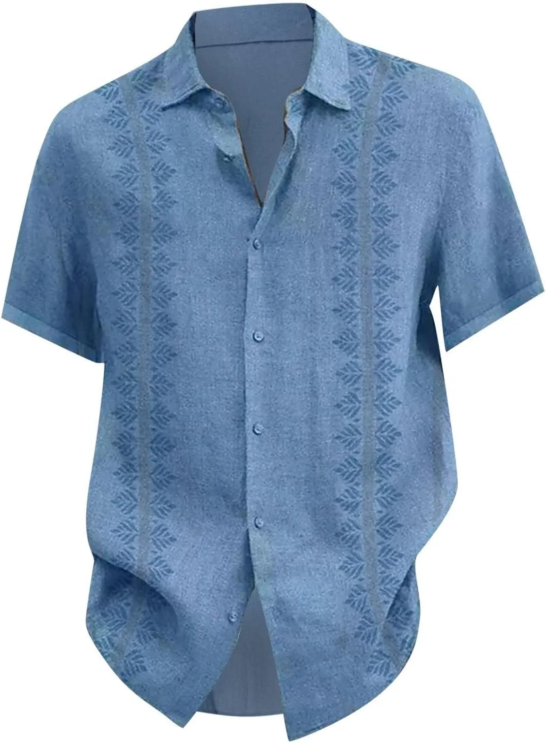 Men's Linen Shirts Big and Tall Short Sleeve Casual Button Down Shirts Lightweight Summer Beach Dress Shirts Tops