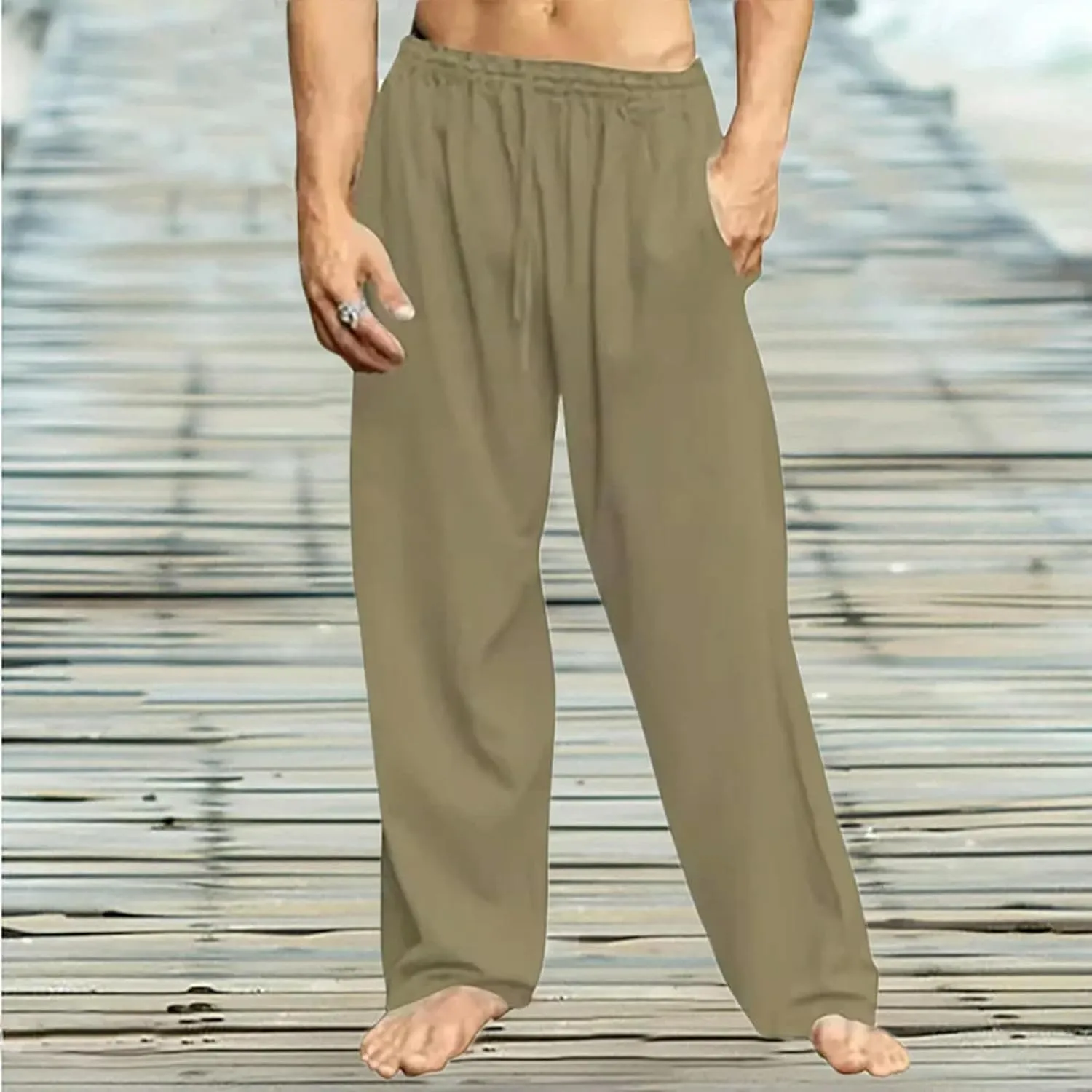 Men's Loose Pants Male Spring Summer Autumn Casual Solid Color Pants Men's Home Trousers Casual Pants