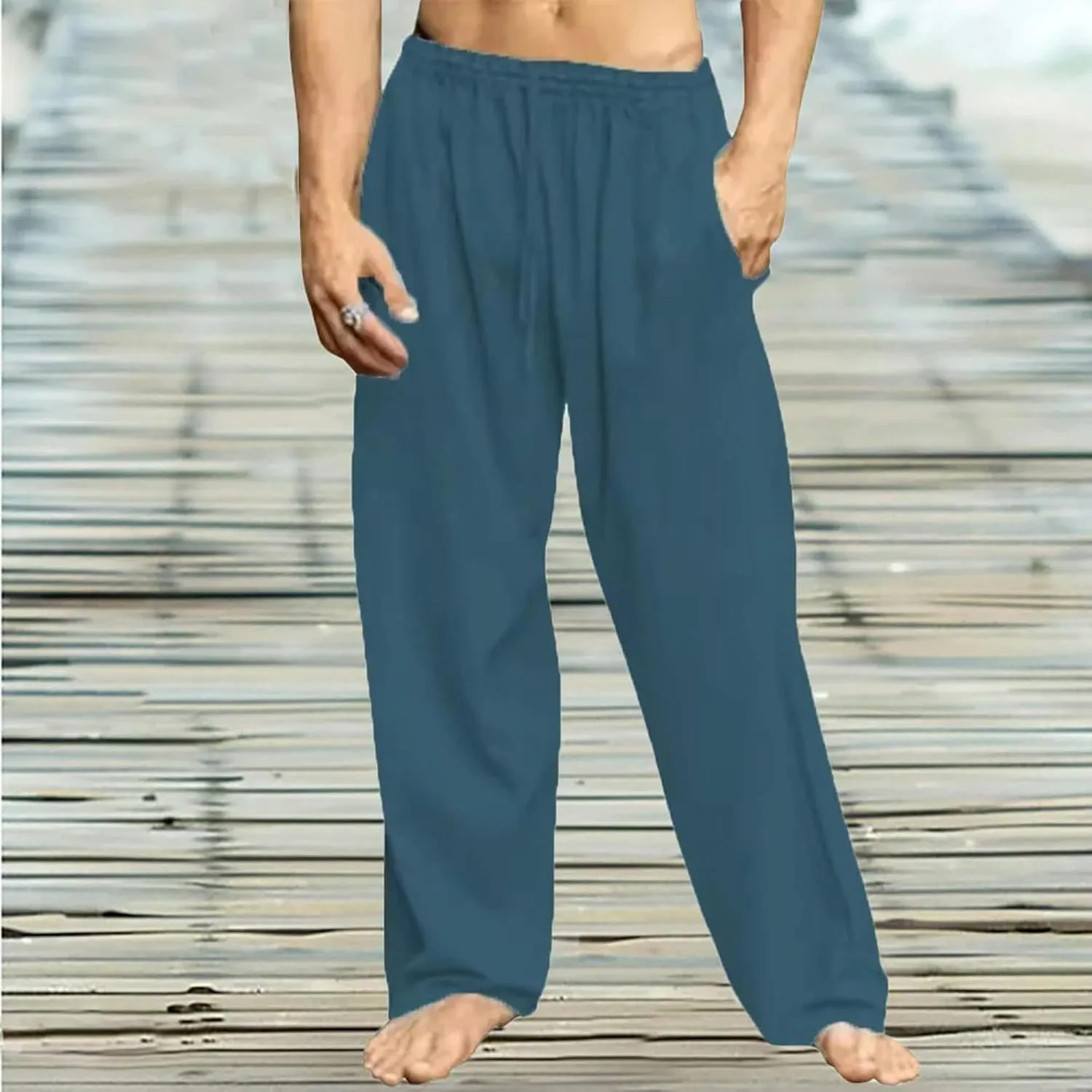 Men's Loose Pants Male Spring Summer Autumn Casual Solid Color Pants Men's Home Trousers Casual Pants