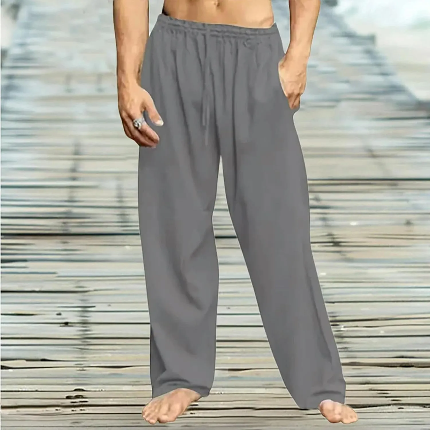 Men's Loose Pants Male Spring Summer Autumn Casual Solid Color Pants Men's Home Trousers Casual Pants