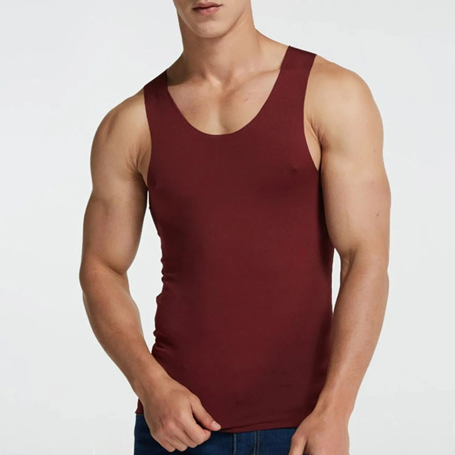 Men's Muscle Cut Shirts Summer Ice Silk Sleeveless Tank Tops Gym Bodybuilding Sport Fitness Vests Quick Drying Tee Top