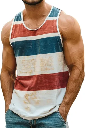 Men's Muscle Fit Tank Tops Sleeveless Summer Athletic Workout Bodybuilding Tees Casual Outdoor Running Basketball Top