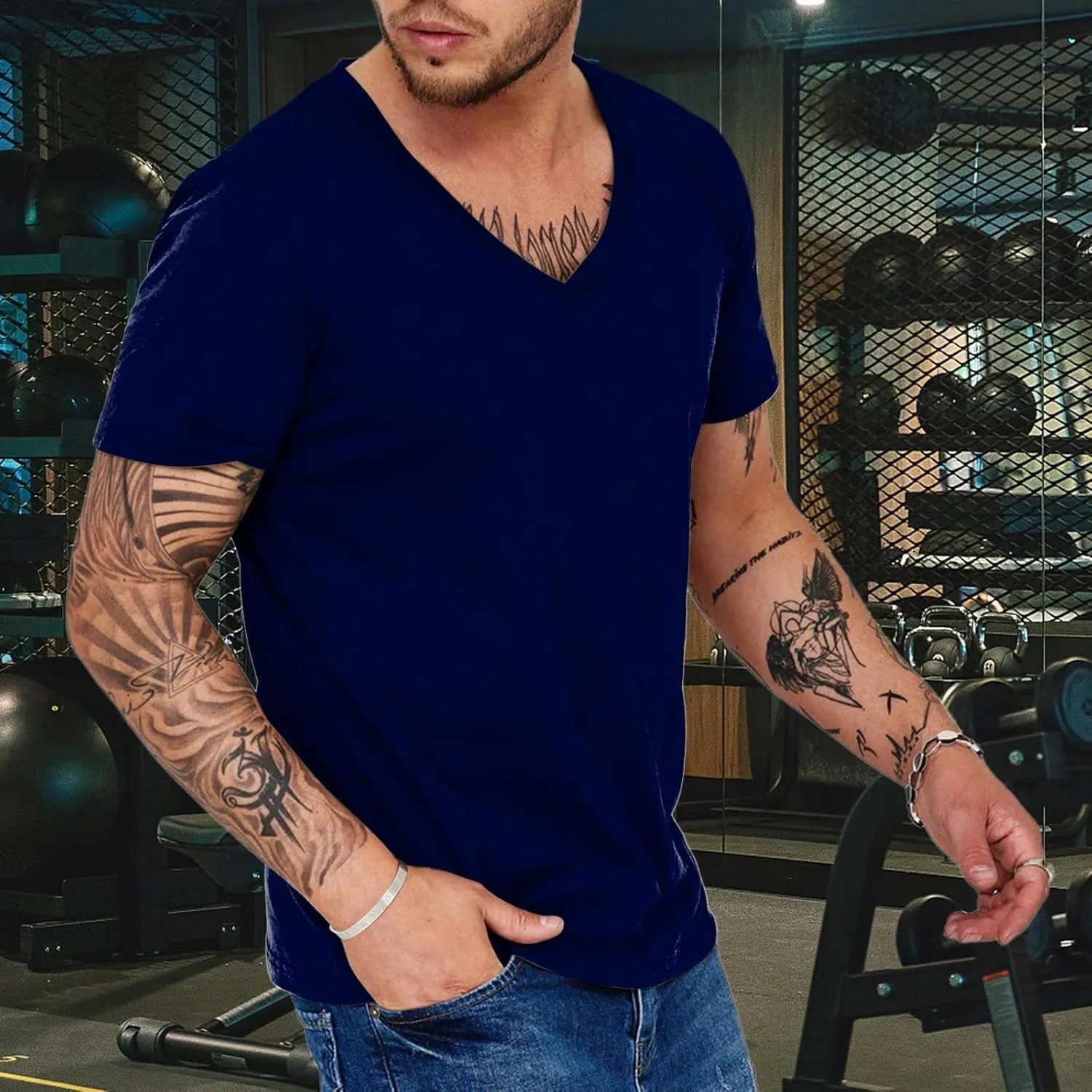 Men's Muscle T-Shirts Casual Thin Breathable Quick Dry Sweat Shirt Wicking Short Sleeve Tee Top UPF 50  Swim T Shirts