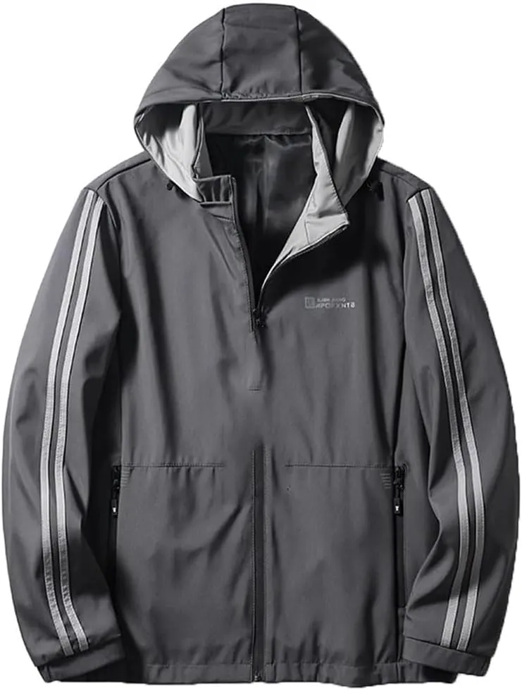 Men's Outdoor Sports Camping Mountaineering Windproof British Wind Hooded Simple Storm Cycling Jacket