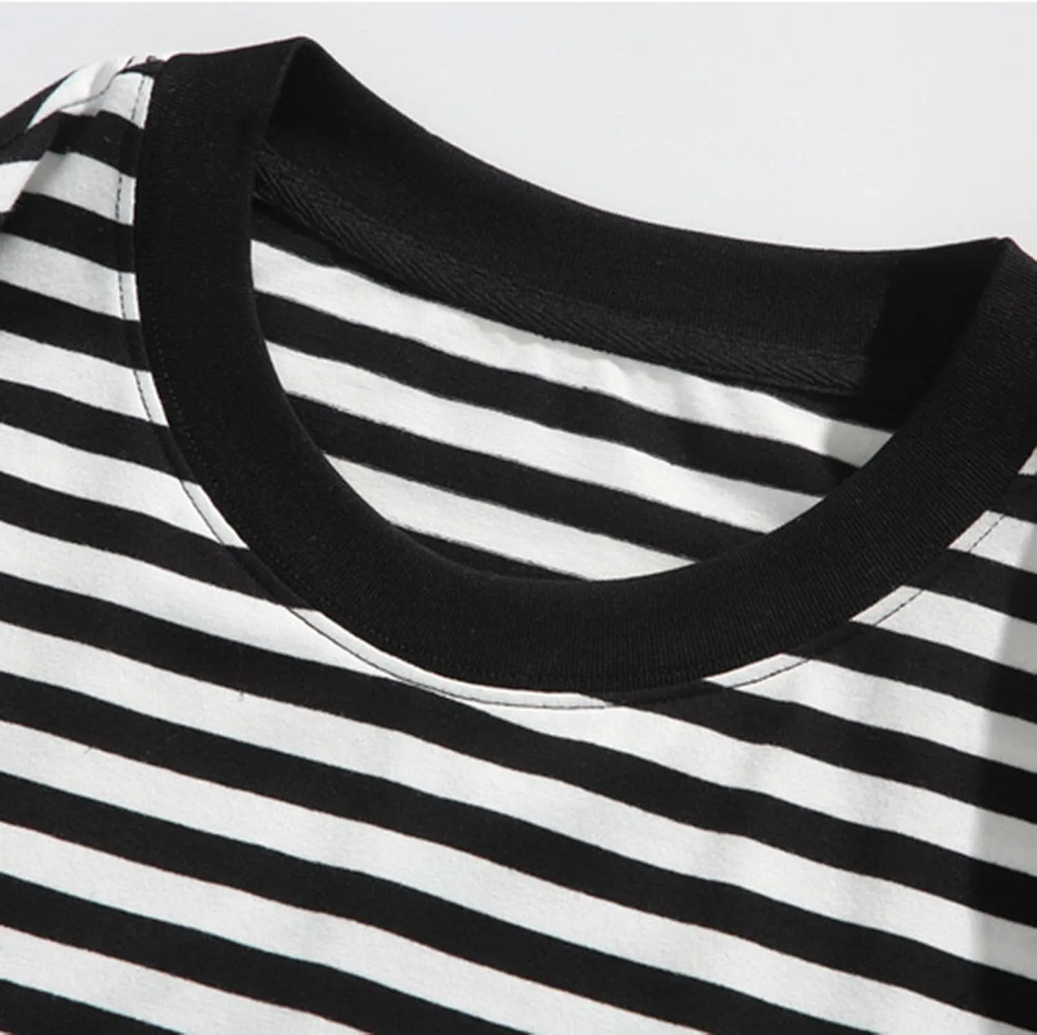 Men's Oversized Tops Classic Stripes Print Drop Shoulder Short Sleeve Tee Top Loose Casual Crewneck Pullover T Shirts