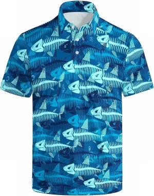 Men's Polo Shirt Short Sleeve Funny Printed Hawaiian Golf Shirts Workout Basic Fit Moisture Wicking Beach Wrok Tops