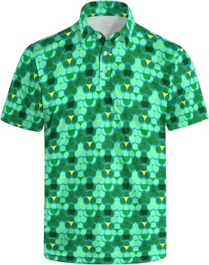 Men's Polo Shirt Short Sleeve Funny Printed Hawaiian Golf Shirts Workout Basic Fit Moisture Wicking Beach Wrok Tops