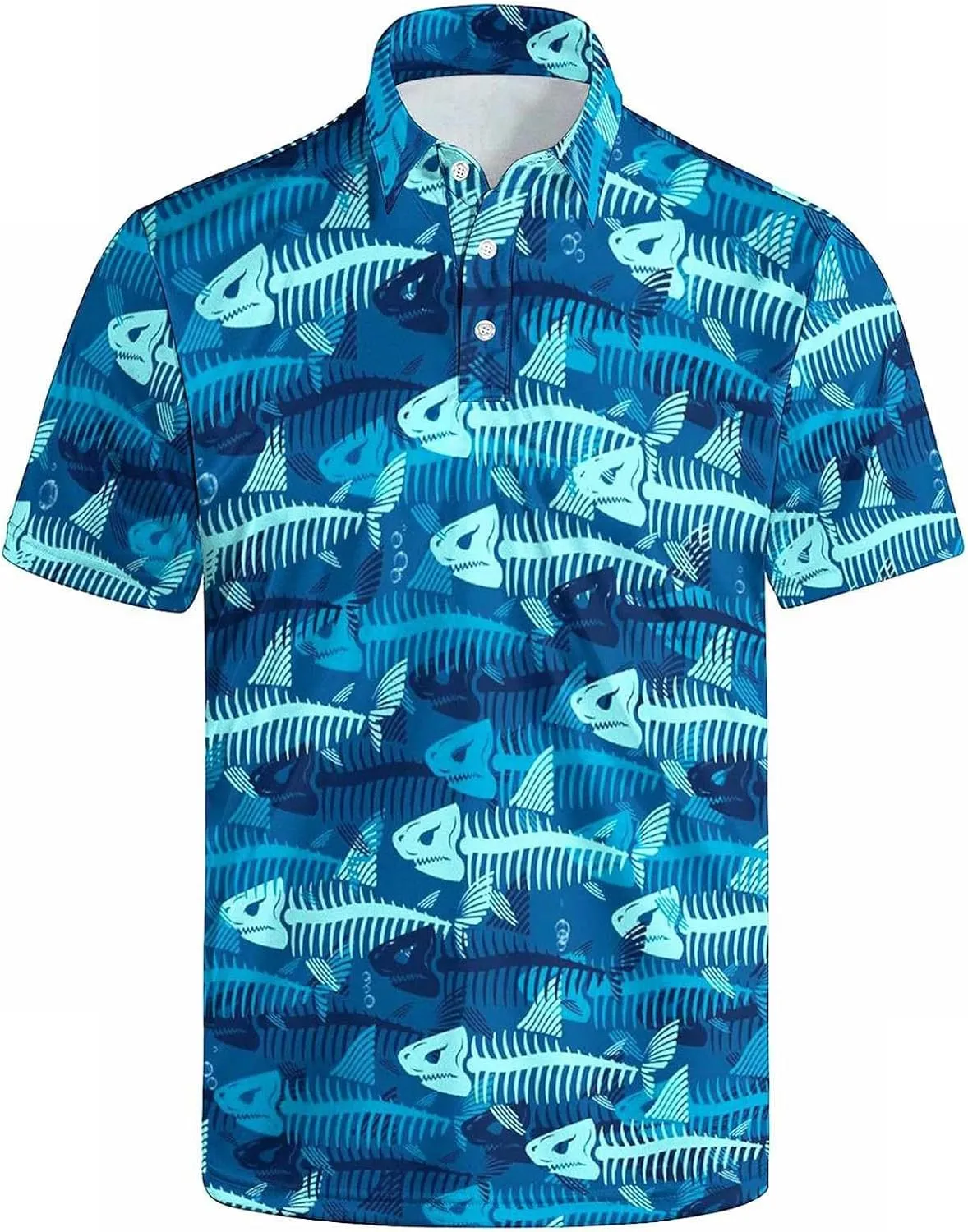 Men's Polo Shirt Short Sleeve Funny Printed Hawaiian Golf Shirts Workout Basic Fit Moisture Wicking Beach Wrok Tops
