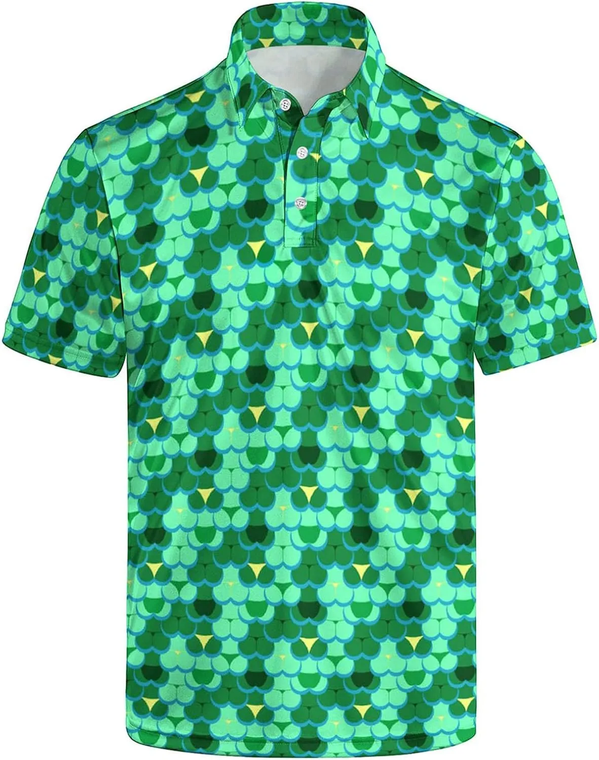 Men's Polo Shirt Short Sleeve Funny Printed Hawaiian Golf Shirts Workout Basic Fit Moisture Wicking Beach Wrok Tops