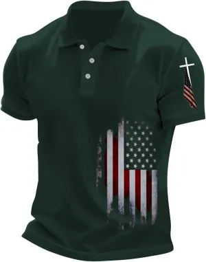 Mens Polo Shirts Performance Graphic Short Sleeve Gym Golf Tshirts Moisture Wicking Athletic Casual Collared T-Shirts