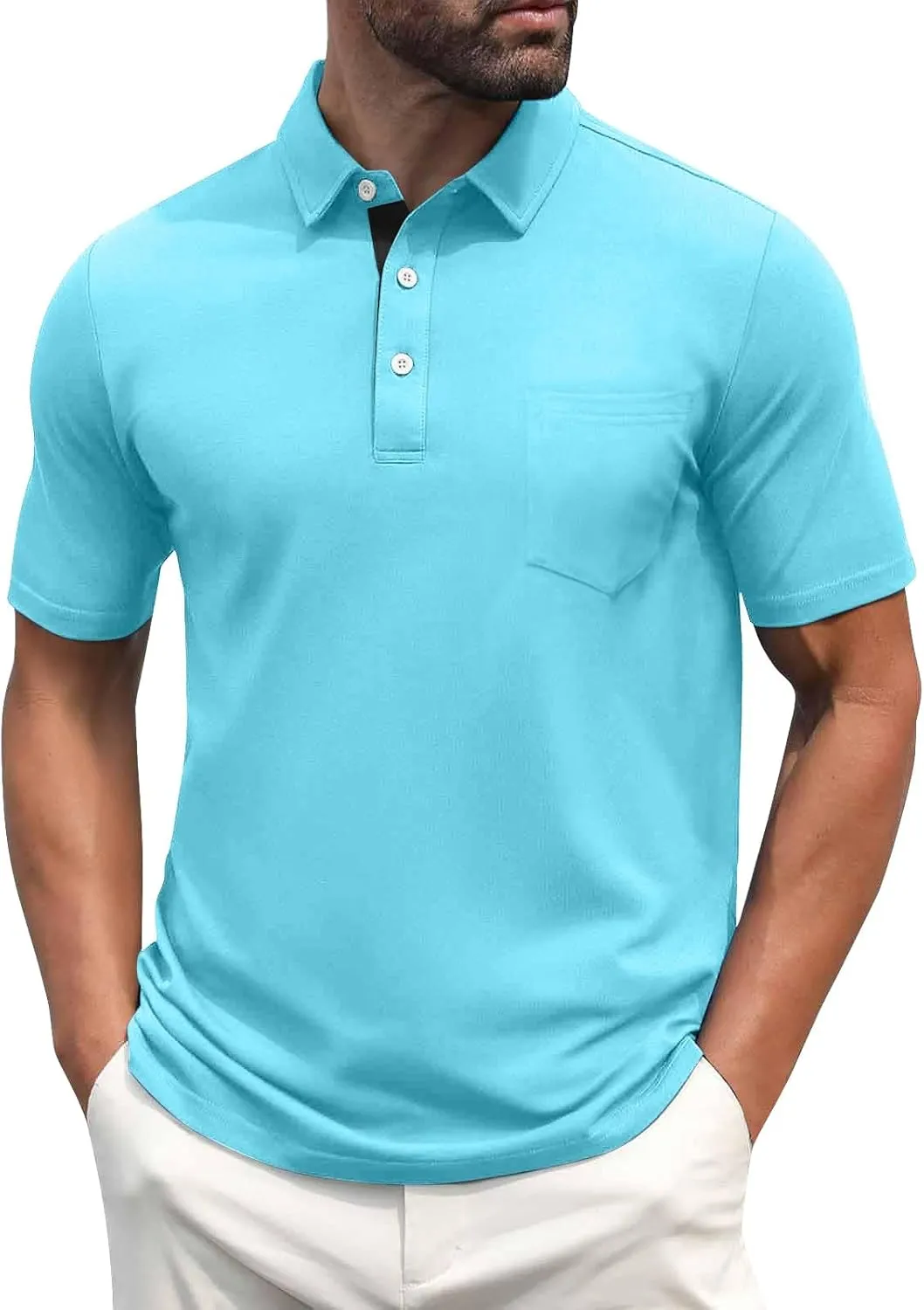 Men's Polo Shirts Short Sleeve Casual Fashion Golf Shirt Classic Slim Fit Summer T-Shirts with Pockets