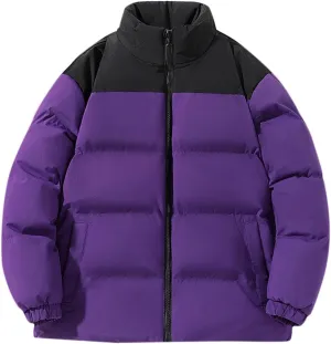 Men's Puffer Jackets Lightweight Warm Windproof Coat Winter Water-Repellent Windbreaker Stand Collar Quilted Jacket