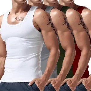 Mens Quick Dry Workout Tank Tops Cotton 4 Pack Soft Muscle Shirt Sleeveless Classic T Shirts 2025 Fashion