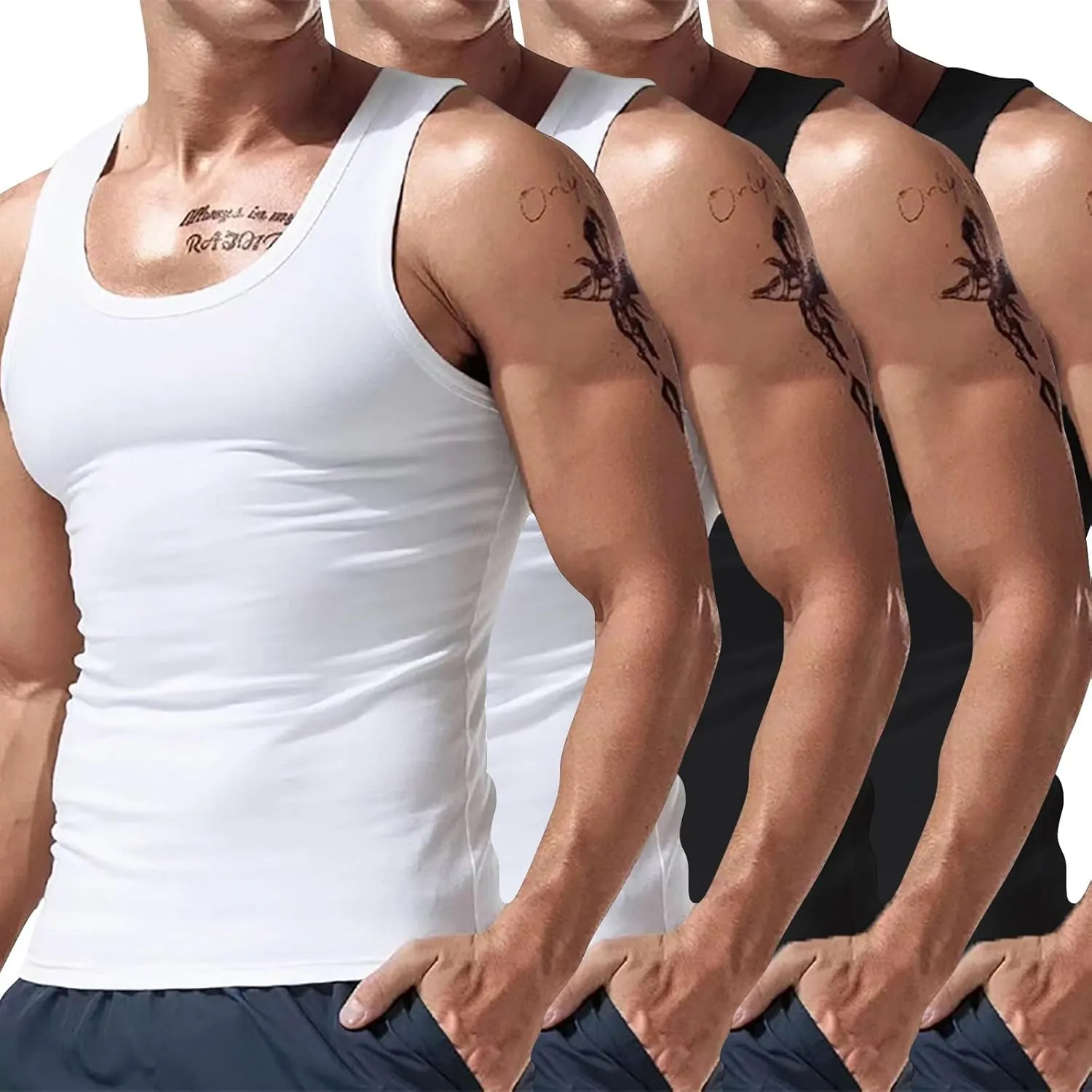 Mens Quick Dry Workout Tank Tops Cotton 4 Pack Soft Muscle Shirt Sleeveless Classic T Shirts 2025 Fashion
