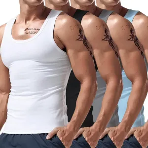 Mens Quick Dry Workout Tank Tops Cotton 4 Pack Soft Muscle Shirt Sleeveless Classic T Shirts 2025 Fashion