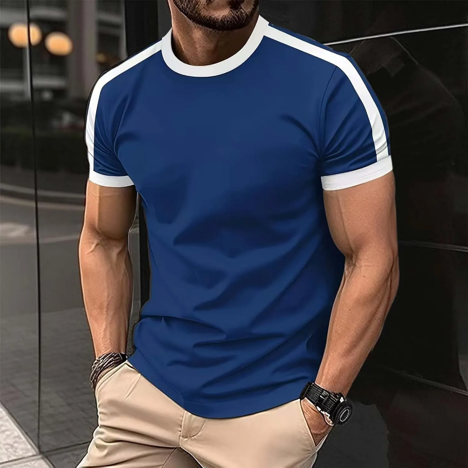 Men's Raglan Jersey Baseball Tee Shirt Trendy Muslce Fit Bodybuilding Workout Gym Tees Short Sleeve Hipster T-Shirts
