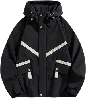 Mens Rain Jacket Lightweight Outdoor Hiking Travel Waterproof Hooded Windbreaker Fashion Y2k Teen Boy Street Jacket Coat