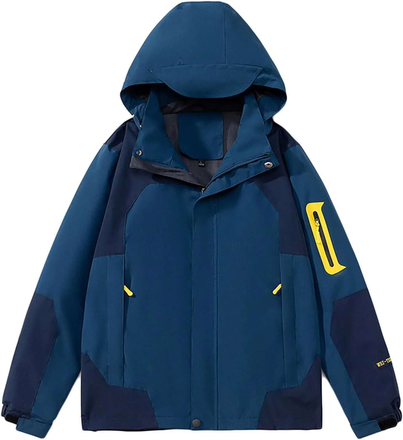 Mens Rain Jacket Waterproof with Hooded Hiking Coat Lightweight Windbreaker Fashion Zipper Button Warm Jackets Coats