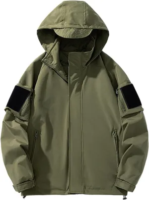 Mens Rain Jacket Waterproof with Hooded Hiking Coat Lightweight Windbreaker Slim Fitting Long Sleeved Outdoor Jackets