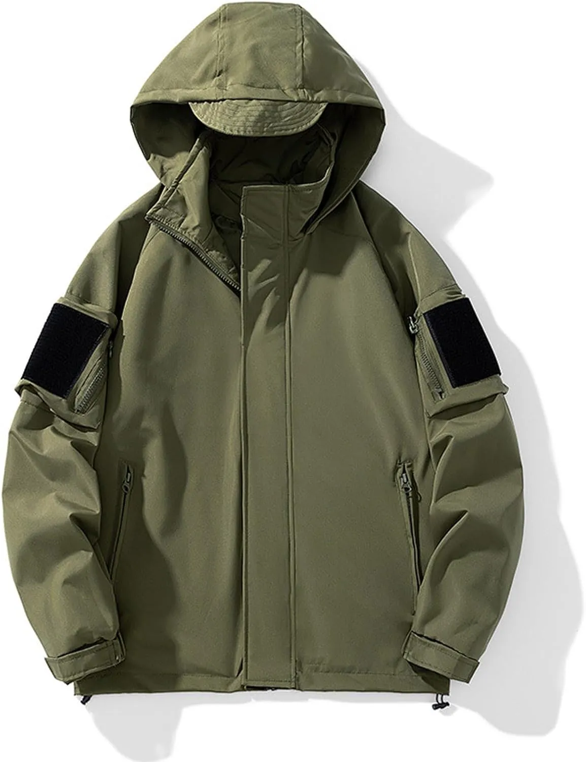 Mens Rain Jacket Waterproof with Hooded Hiking Coat Lightweight Windbreaker Slim Fitting Long Sleeved Outdoor Jackets