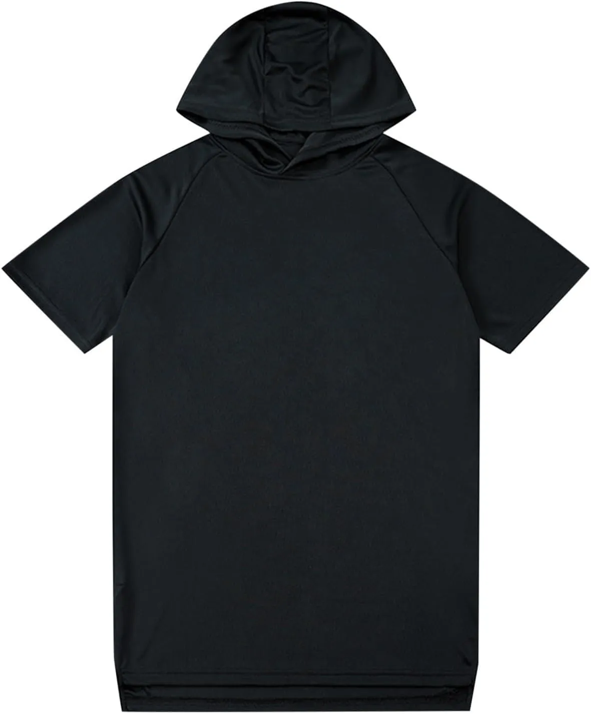 Men's Short Sleeve Hoodie Workout Gym Sweatshirts Athletic Training Sweat Shirts Dry Fit Solid Color Hooded T-Shirt