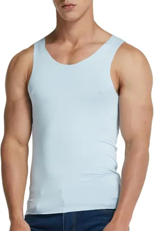Men's Silk Tank Tops Breathable Quick Dry Sleeveless Muscle Cut Off Shirt Casual Moisture Wicking Athletic Sweat Shirts