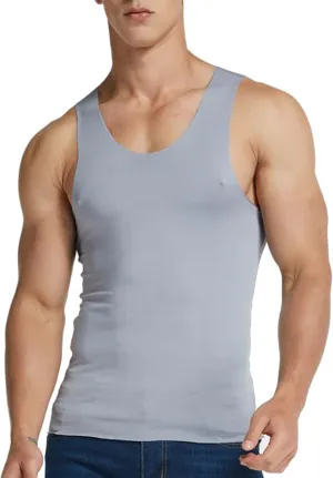 Men's Silk Tank Tops Breathable Quick Dry Sleeveless Muscle Cut Off Shirt Casual Moisture Wicking Athletic Sweat Shirts