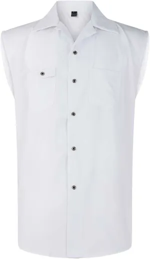 Mens Sleeveless Button Down Shirts Summer Cotton Linen Beach Tank Top Trendy Loose Camp Collared Leisure Waistcoats